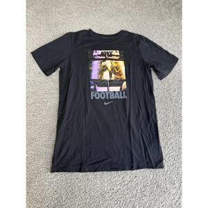 Nike Shirt Boys XL Black Football Graphic Crewneck Tagless Jersey Cotton Top